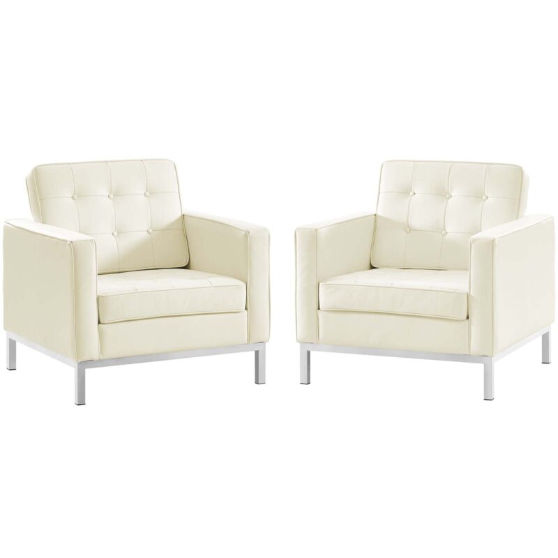 Loft 2 Piece Leather Armchair Set - Image 2